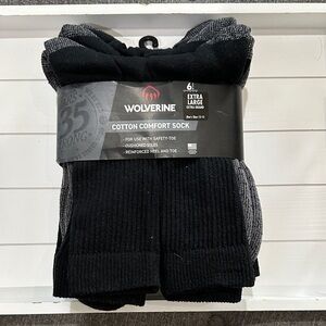 Wolverine Extra Large Cotton Comfort Socks in Black and Gray (6 Pack)